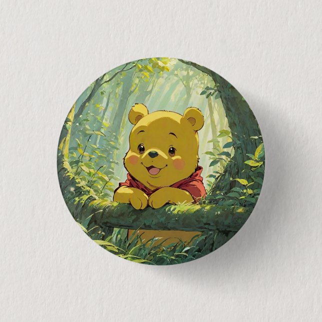 Ghibli Winnie the Pooh 1 Inch Round Button (Front)