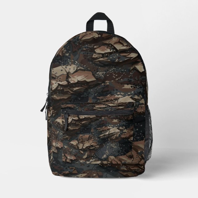Ghillie Suit Rocky Terrain Pattern Printed Backpack (Front)