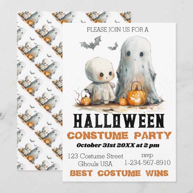 Ghoost Giggles - Jote Halloween Party Invitation (Devant / Derrière)