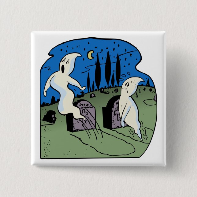 Ghost 2 Inch Square Button (Front)
