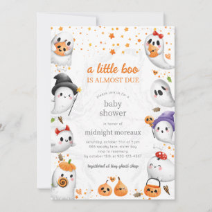 Ghost A Little Boo Halloween Baby Shower  Invitation