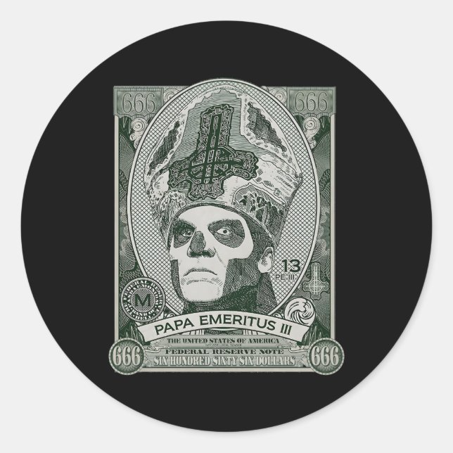 Ghost Â€“ Papa Cash Classic Round Sticker (Front)