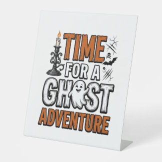 Ghost Adventure Halloween Vintage Typography Desig Pedestal Sign