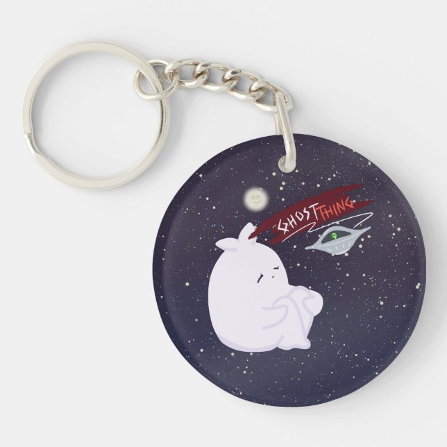 Ghost Alien Abduction Halloween Keychain (Front)