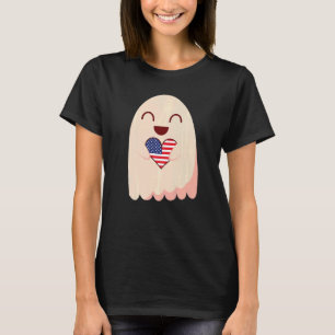 Ghost American Flag Usa America Patriotic   T-Shirt