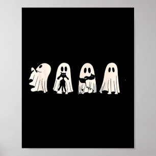 Ghost And Black Cat Cute Ghost Holding Cat Poster