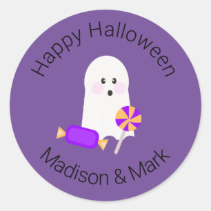 Ghost and Candy  Halloween Favour Classic Round Sticker
