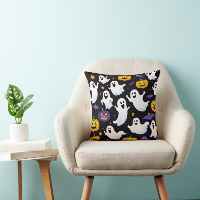 GHOST AND PUMPKIN THROW PILLOW (Chair)