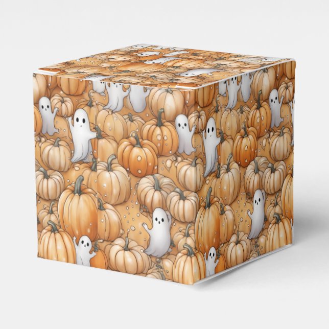 Ghost and Pumpkins Halloween  Favor Box (Front Side)