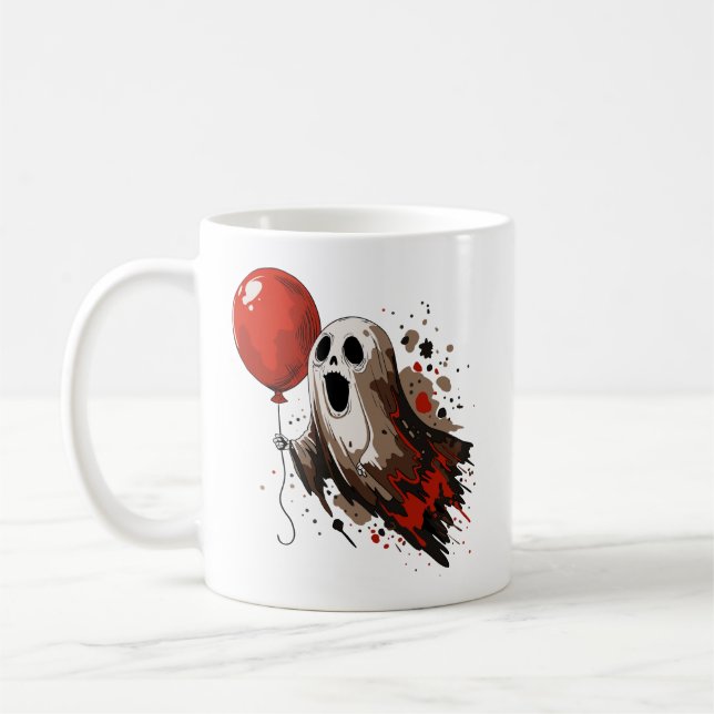 Ghost and Red Balloon Coffee Mug (Left)