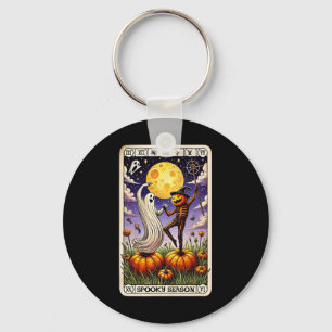 Ghost And Skeleton Dancing Funny Halloween Tarot C Keychain
