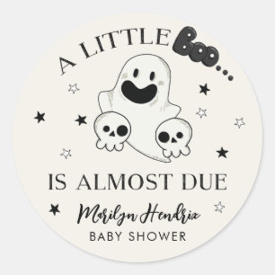 Ghost and Skulls Halloween Little Boo Baby Shower Classic Round Sticker