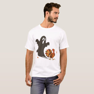 Ghost and Turkey Halloween Thanksgiving T-Shirt