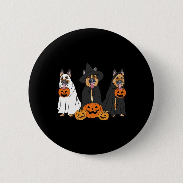 Ghost And Witch German Shepherd  2 Inch Round Button (Front)