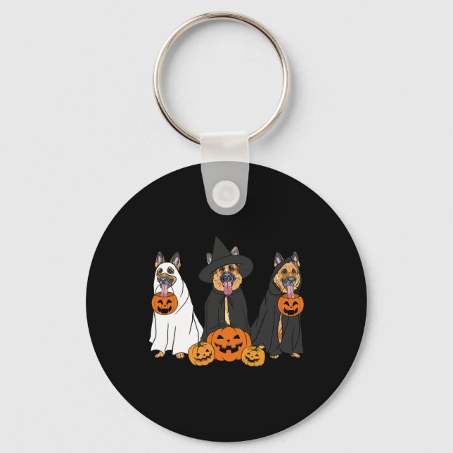 Ghost And Witch German Shepherd  Keychain (Front)