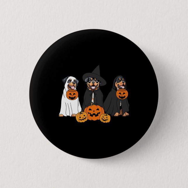 Ghost And Witch Rottweiler  2 Inch Round Button (Front)