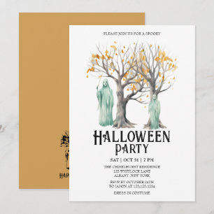Ghost Apparition Costume Mint Halloween Party Invitation