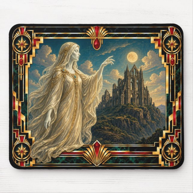 Ghost, Art Deco Mythical Mouse Pad (Front)
