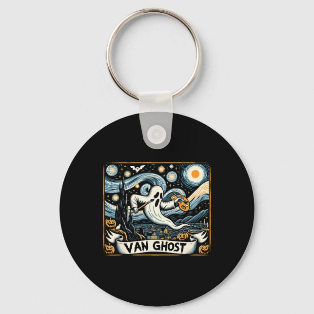 Ghost Art Teacher Halloween 1  Keychain (Front)