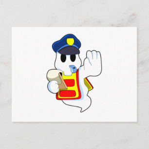 Ghost as Police officer with Whistle Postcard