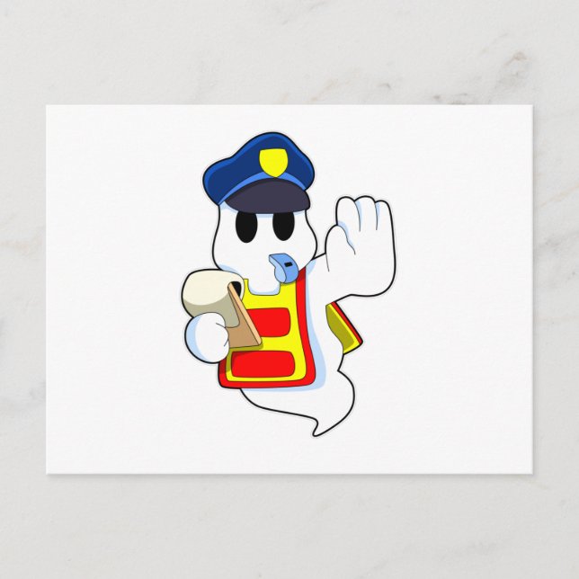 Ghost as Police officer with Whistle Postcard (Front)