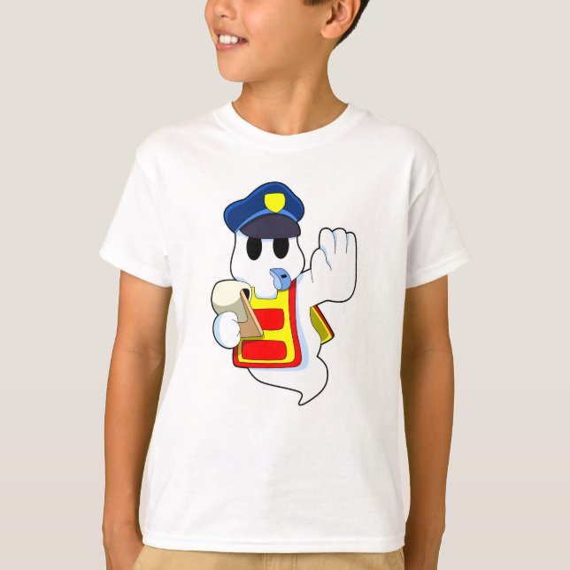 Ghost as Police officer with Whistle T-Shirt (Front)