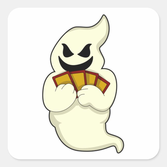 Ghost at Poker with Poker cards Square Sticker (Front)