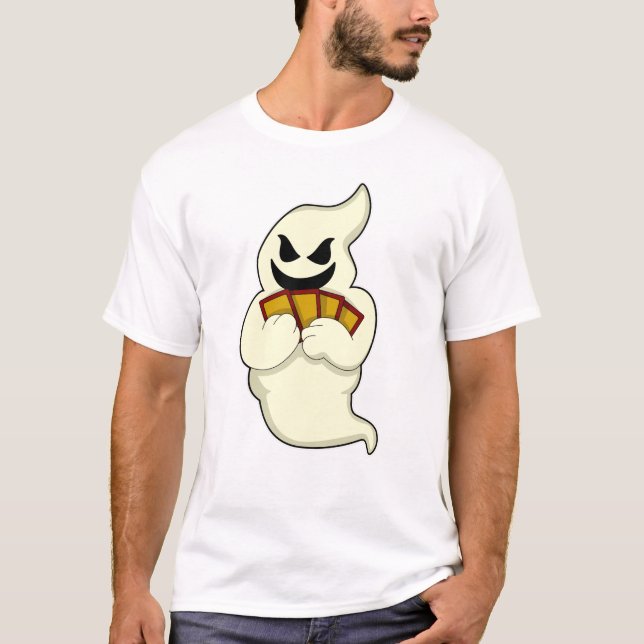 Ghost at Poker with Poker cards T-Shirt (Front)