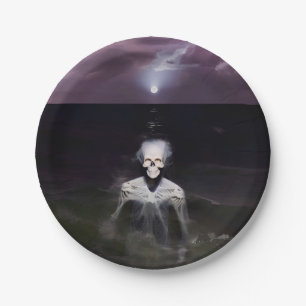 Ghost at Sea - Oil Painting Paper Plate