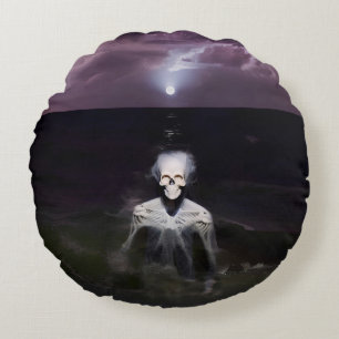 Ghost at Sea - Oil Painting Round Pillow