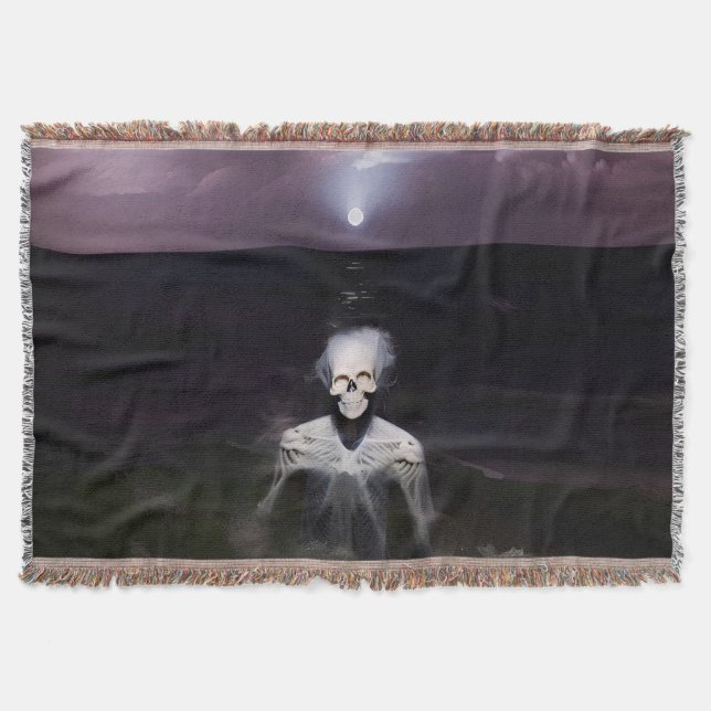 Ghost at Sea - Oil Painting Throw Blanket (Front)