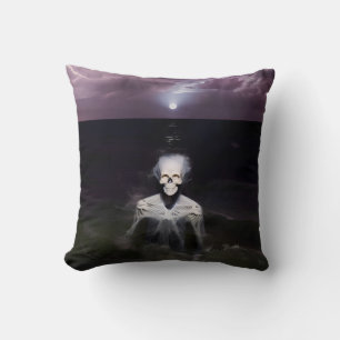 Ghost at Sea - Oil Painting Throw Pillow