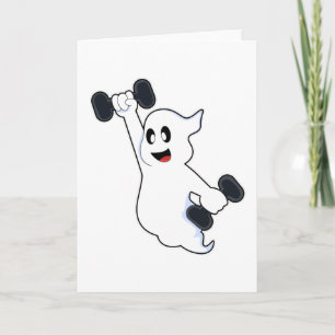 Ghost at Strength training with Dumbbells Card