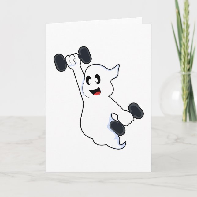 Ghost at Strength training with Dumbbells Card (Front)