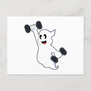 Ghost at Strength training with Dumbbells Postcard