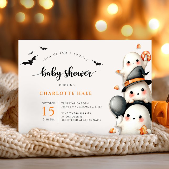 Ghost Baby Shower Little Boo Halloween  Invitation (Creator Uploaded)