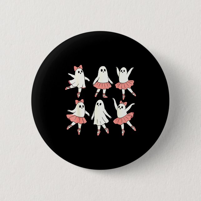 Ghost Ballerina Ballet Dance Teacher Halloween Cos 2 Inch Round Button (Front)