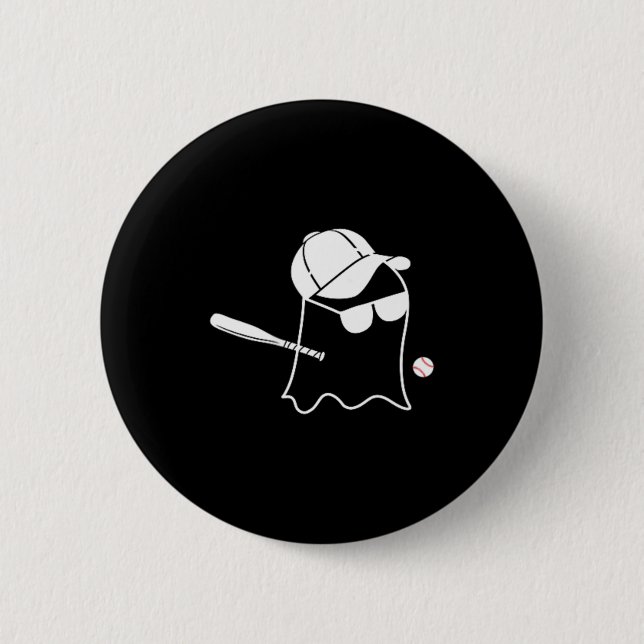 Ghost Baseball Halloween Costume Funny Baseball 2 Inch Round Button (Front)