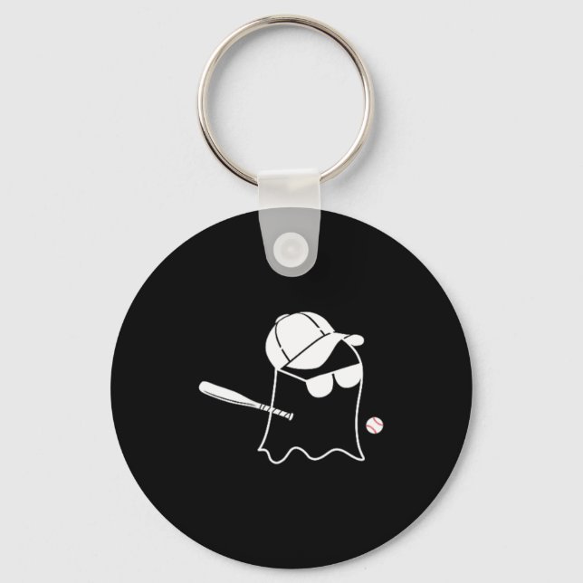 Ghost Baseball Halloween Costume Funny Baseball Keychain (Front)