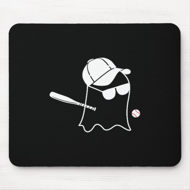 Ghost Baseball Halloween Costume Funny Baseball Mouse Pad (Front)