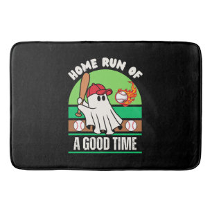 Ghost Baseball Player Halloween Bath Mat