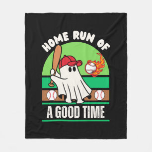 Ghost Baseball Player Halloween Fleece Blanket