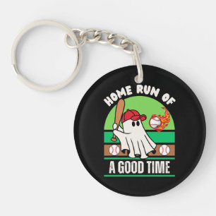 Ghost Baseball Player Halloween Keychain