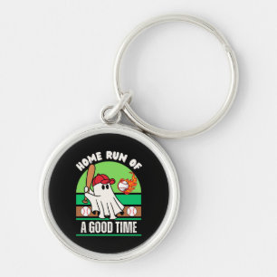 Ghost Baseball Player Halloween Keychain