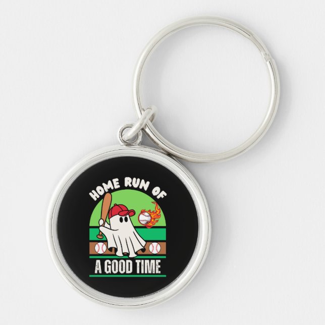 Ghost Baseball Player Halloween Keychain (Front)