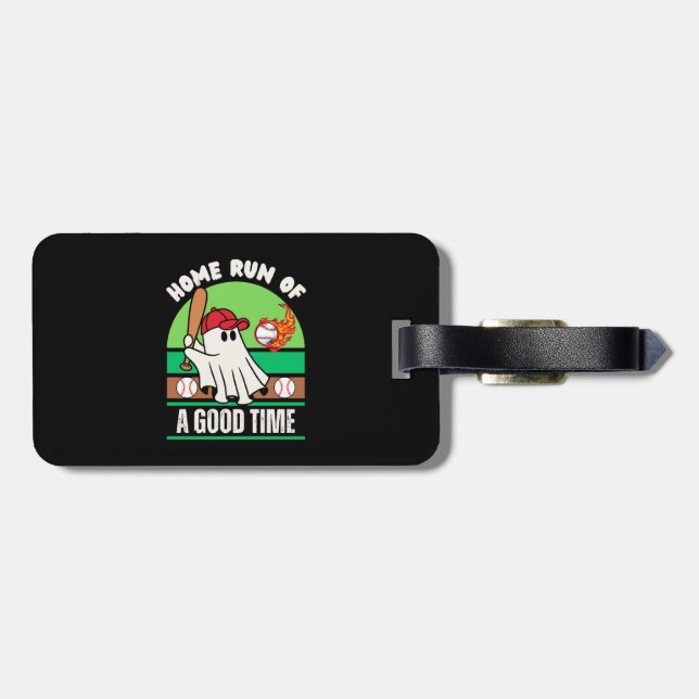 Ghost Baseball Player Halloween Luggage Tag (Back Horizontal)