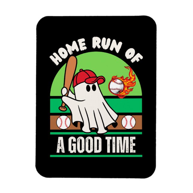 Ghost Baseball Player Halloween Magnet (Vertical)