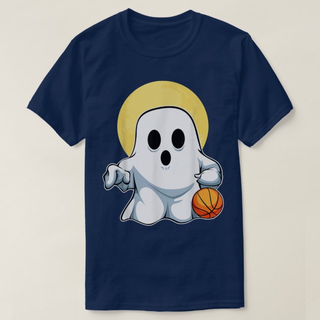 Ghost Basketball Player Lazy Halloween Costume Cut T-Shirt (Design Front)
