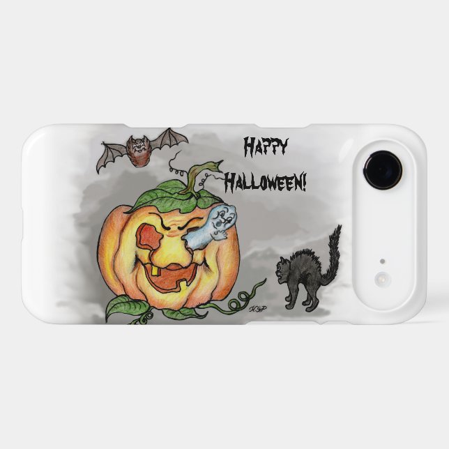 Ghost, Bat and Cat, Happy Halloween! (Back (Horizontal))