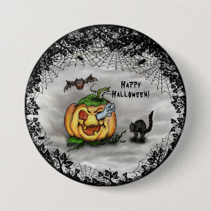 Ghost, Bat and Cat, Happy Halloween! 3 Inch Round Button